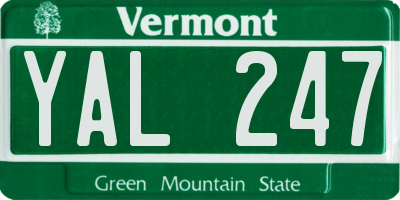 VT license plate YAL247
