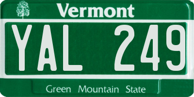 VT license plate YAL249