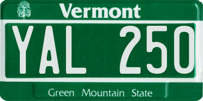 VT license plate YAL250
