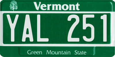 VT license plate YAL251