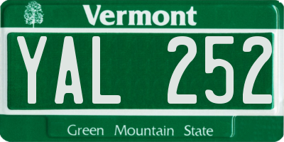 VT license plate YAL252