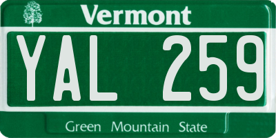 VT license plate YAL259