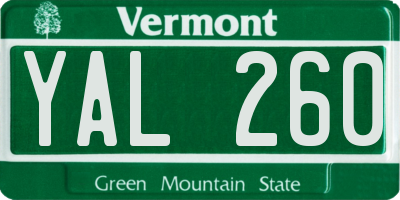 VT license plate YAL260