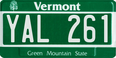 VT license plate YAL261