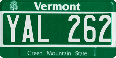 VT license plate YAL262