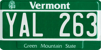 VT license plate YAL263