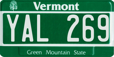 VT license plate YAL269