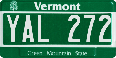 VT license plate YAL272