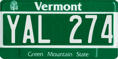 VT license plate YAL274