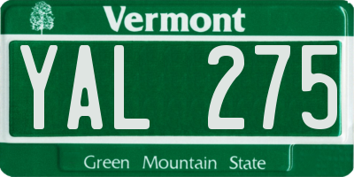 VT license plate YAL275