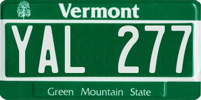 VT license plate YAL277