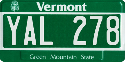 VT license plate YAL278