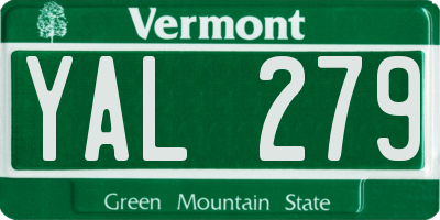VT license plate YAL279
