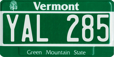 VT license plate YAL285
