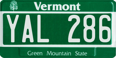 VT license plate YAL286