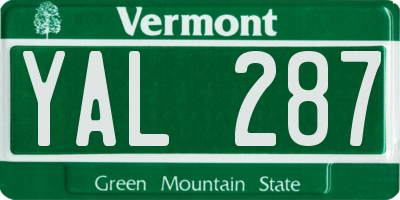 VT license plate YAL287