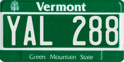 VT license plate YAL288