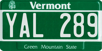 VT license plate YAL289
