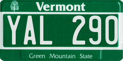 VT license plate YAL290
