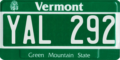 VT license plate YAL292