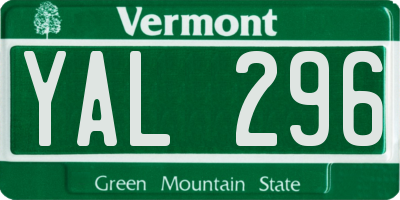 VT license plate YAL296