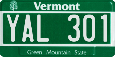 VT license plate YAL301