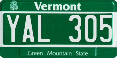 VT license plate YAL305