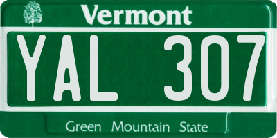 VT license plate YAL307
