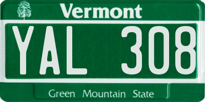 VT license plate YAL308