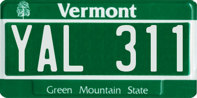 VT license plate YAL311