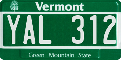 VT license plate YAL312