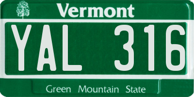 VT license plate YAL316