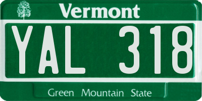 VT license plate YAL318