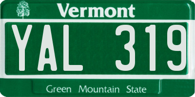 VT license plate YAL319