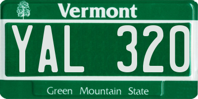 VT license plate YAL320