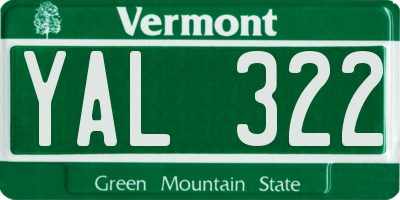 VT license plate YAL322