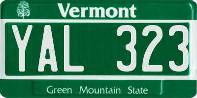 VT license plate YAL323