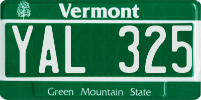 VT license plate YAL325