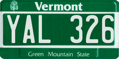 VT license plate YAL326