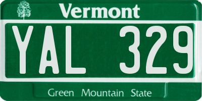 VT license plate YAL329