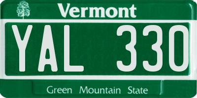 VT license plate YAL330