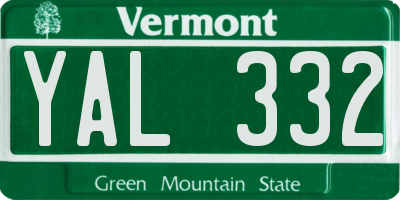 VT license plate YAL332