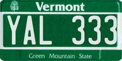 VT license plate YAL333
