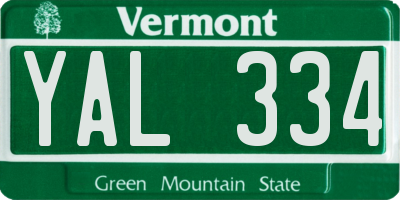 VT license plate YAL334