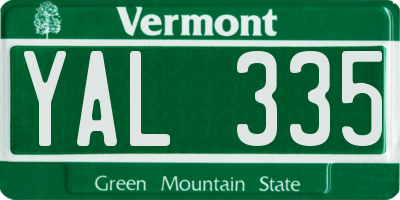 VT license plate YAL335