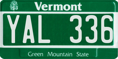VT license plate YAL336