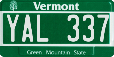 VT license plate YAL337