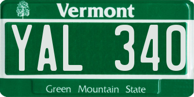 VT license plate YAL340