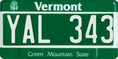 VT license plate YAL343