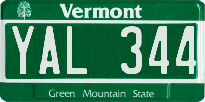 VT license plate YAL344
